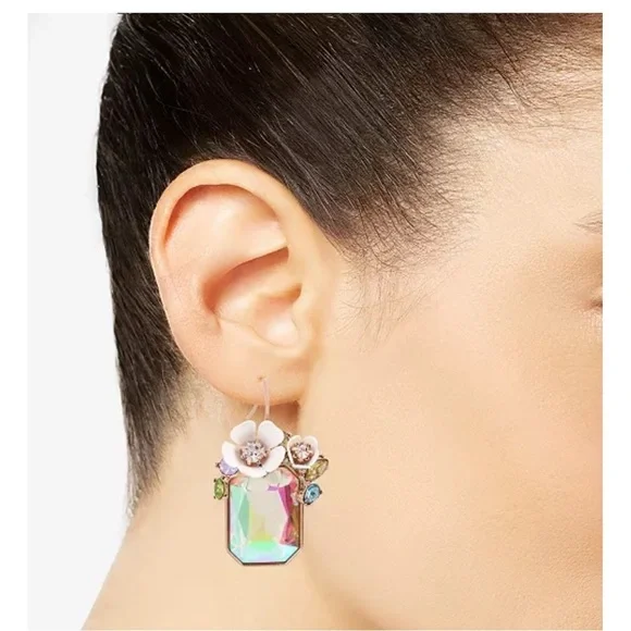 Betsey Johnson Crystal Multicolor Floral Earrings - Picture 2 of 4